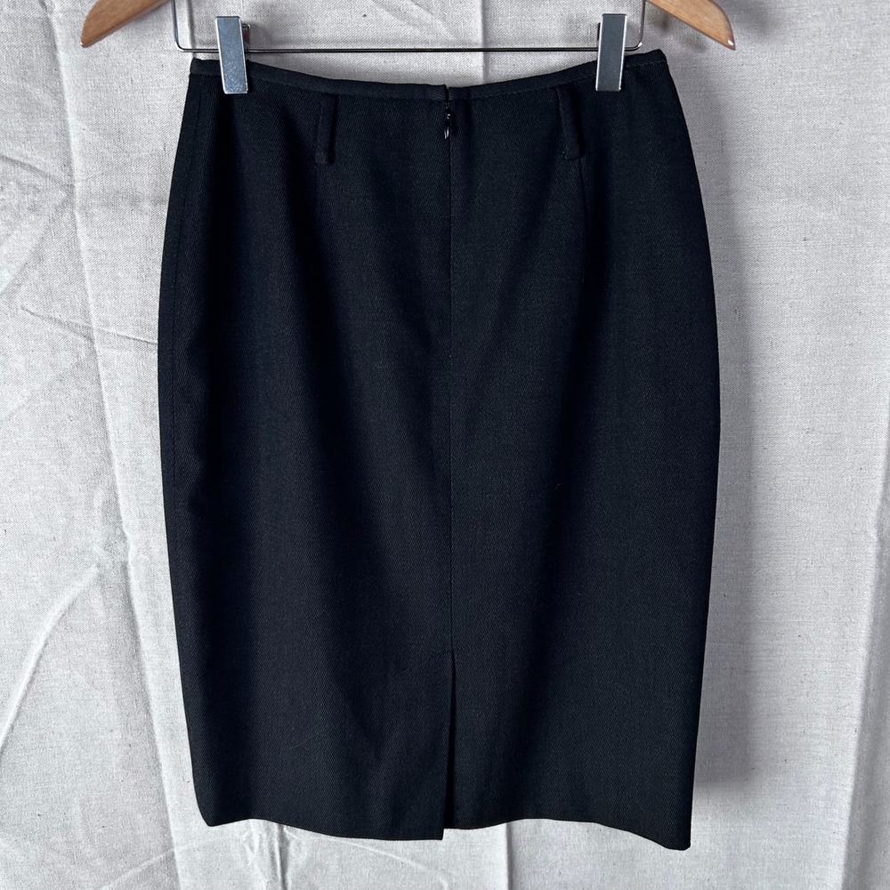 Linda Allard Ellen Tracy Black 100% Wool Pencil Skirt Size 4 Career Wear - Picture 3 of 5